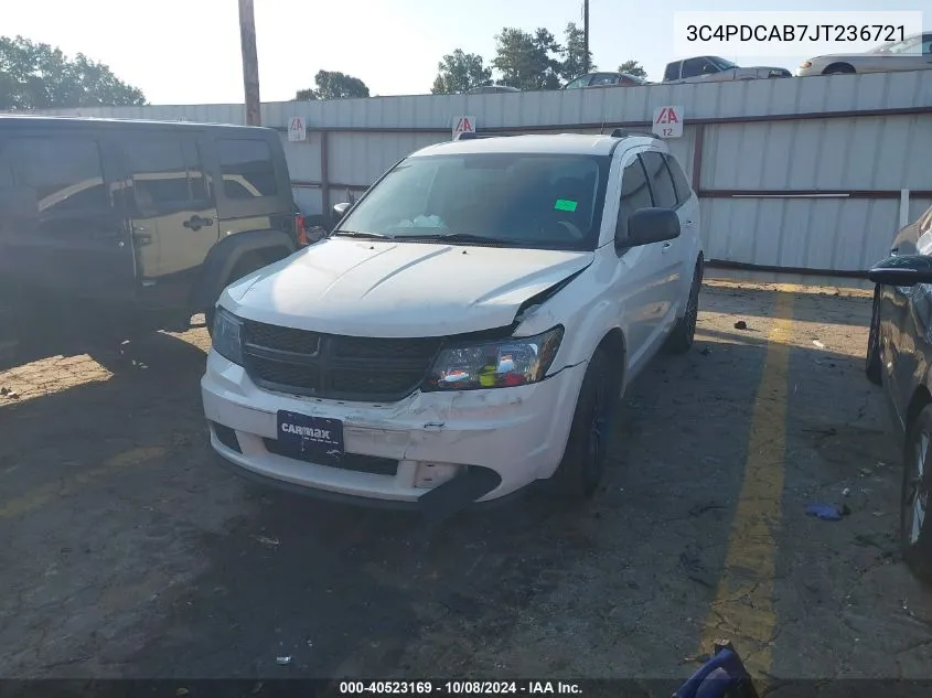 2018 Dodge Journey Se VIN: 3C4PDCAB7JT236721 Lot: 40523169