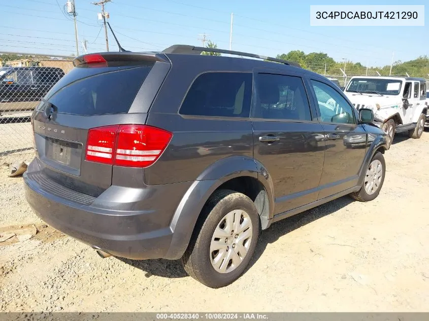 2018 Dodge Journey Se VIN: 3C4PDCAB0JT421290 Lot: 40528340