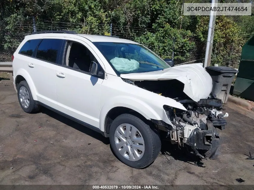 2018 Dodge Journey Se VIN: 3C4PDCAB2JT474654 Lot: 40532079