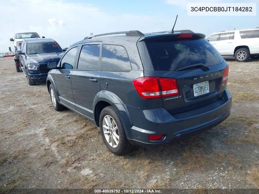 2018 Dodge Journey Sxt VIN: 3C4PDCBB0JT184282 Lot: 40539792