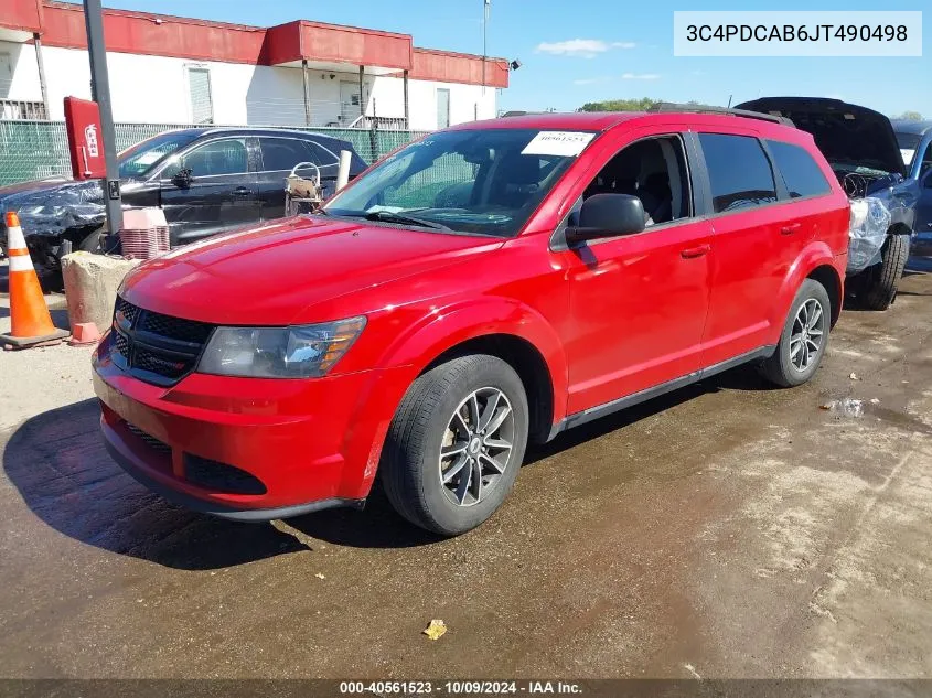 2018 Dodge Journey Se VIN: 3C4PDCAB6JT490498 Lot: 40561523