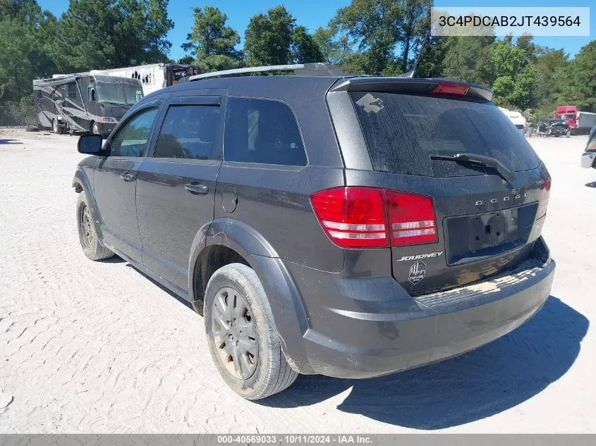 2018 Dodge Journey Se VIN: 3C4PDCAB2JT439564 Lot: 40569033