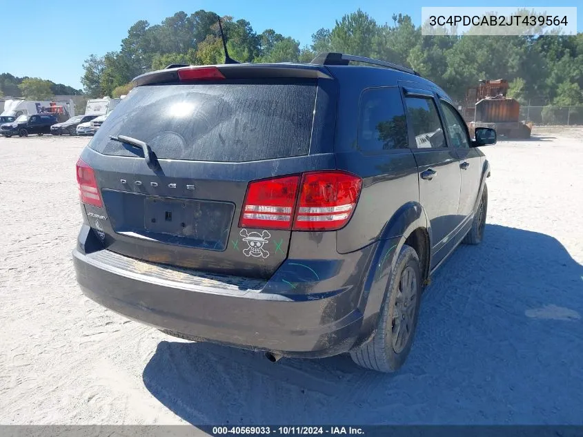 2018 Dodge Journey Se VIN: 3C4PDCAB2JT439564 Lot: 40569033