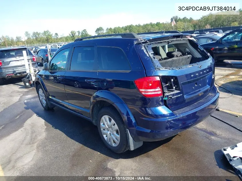 2018 Dodge Journey Se VIN: 3C4PDCAB9JT384014 Lot: 40573873