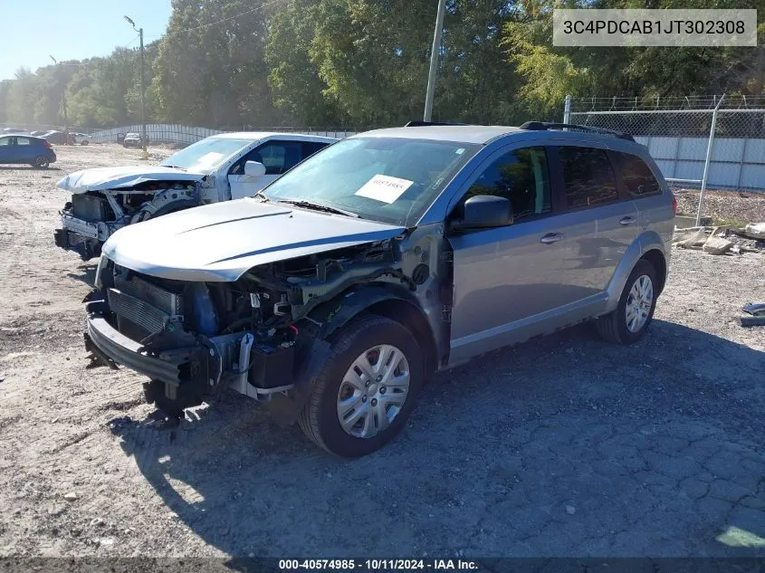 2018 Dodge Journey Se VIN: 3C4PDCAB1JT302308 Lot: 40574985