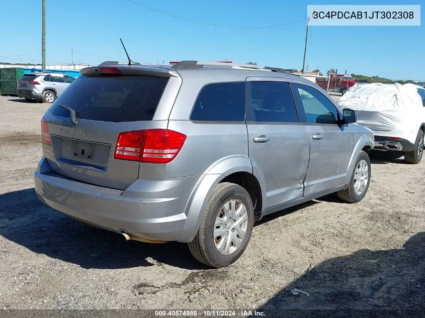 2018 Dodge Journey Se VIN: 3C4PDCAB1JT302308 Lot: 40574985