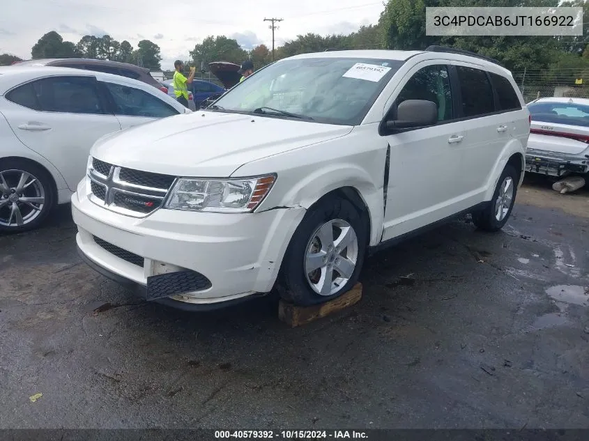 2018 Dodge Journey Se VIN: 3C4PDCAB6JT166922 Lot: 40579392