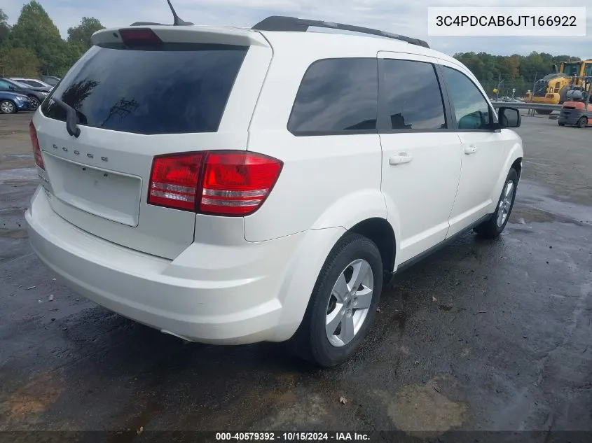 2018 Dodge Journey Se VIN: 3C4PDCAB6JT166922 Lot: 40579392