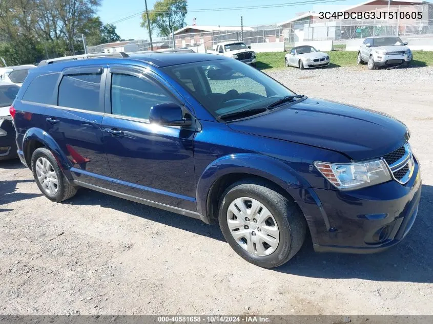 2018 Dodge Journey Sxt VIN: 3C4PDCBG3JT510605 Lot: 40581658