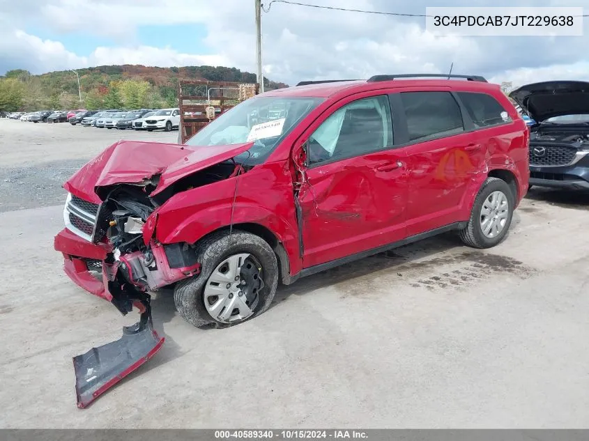 2018 Dodge Journey Se VIN: 3C4PDCAB7JT229638 Lot: 40589340