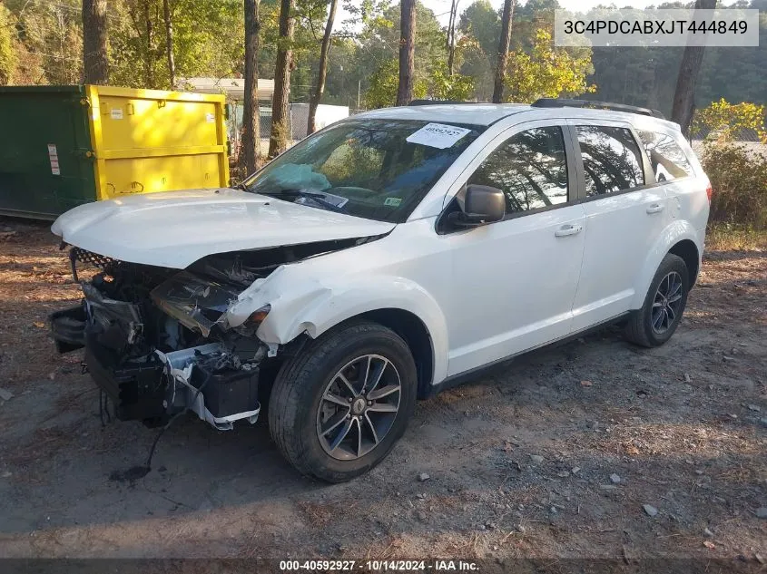 2018 Dodge Journey Se VIN: 3C4PDCABXJT444849 Lot: 40592927