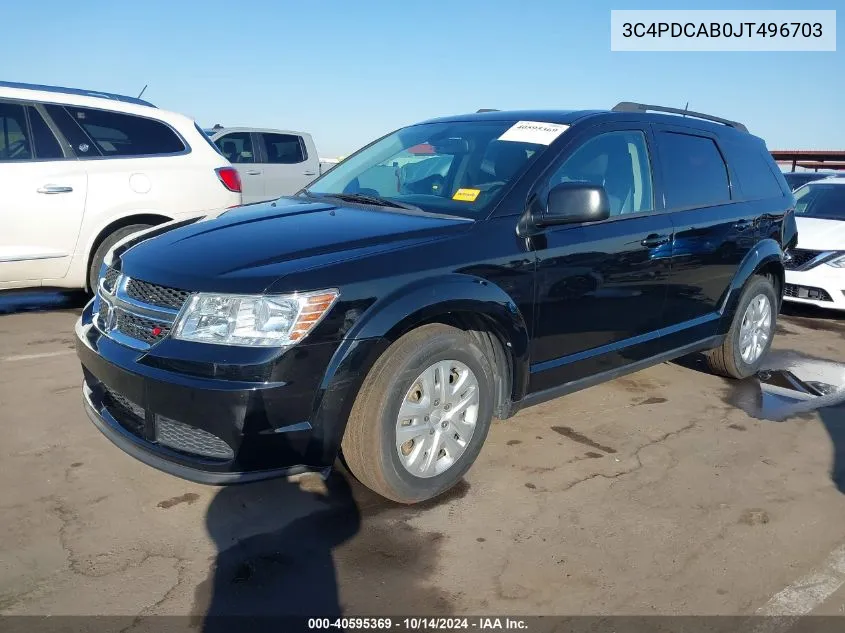 2018 Dodge Journey Se VIN: 3C4PDCAB0JT496703 Lot: 40595369