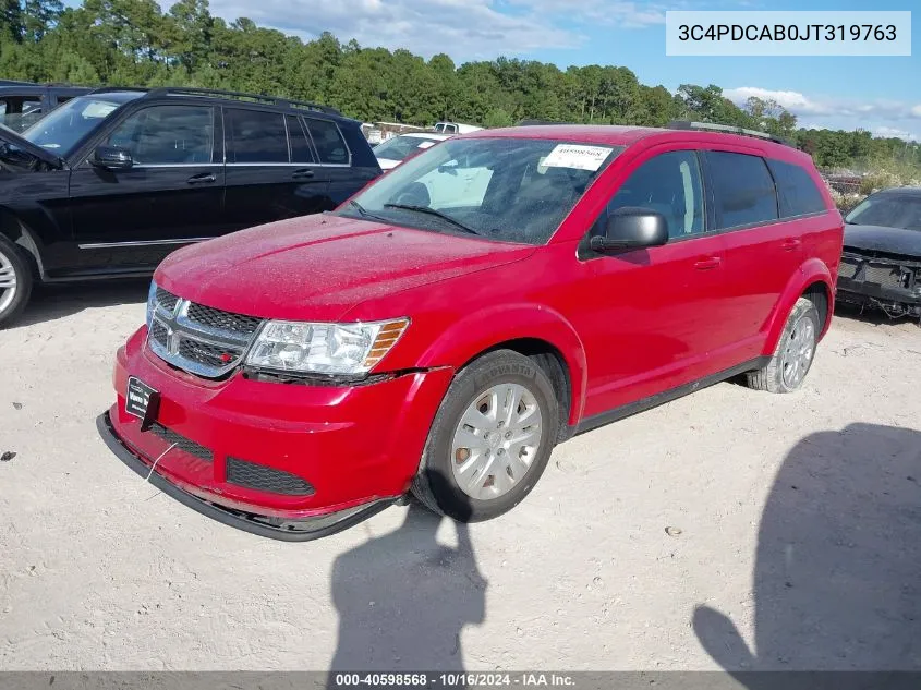 2018 Dodge Journey Se VIN: 3C4PDCAB0JT319763 Lot: 40598568