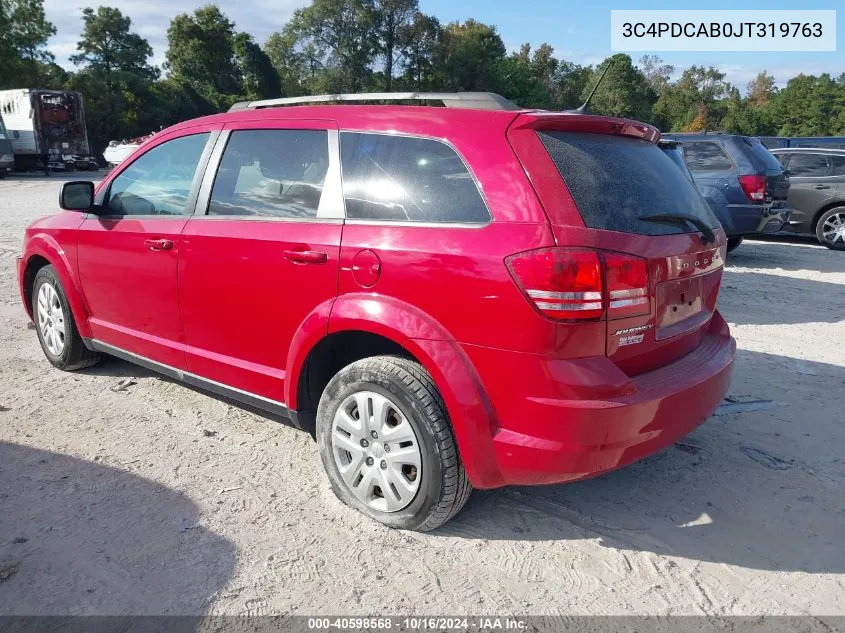 2018 Dodge Journey Se VIN: 3C4PDCAB0JT319763 Lot: 40598568