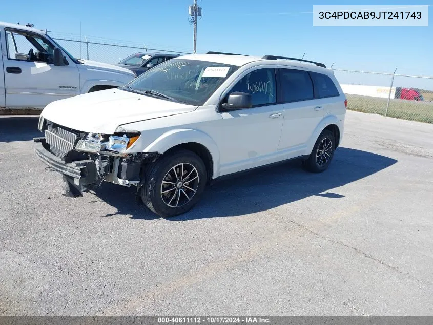 2018 Dodge Journey Se VIN: 3C4PDCAB9JT241743 Lot: 40611112