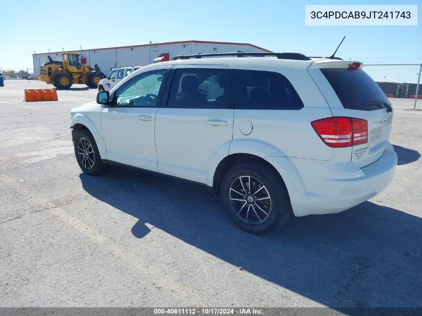 2018 Dodge Journey Se VIN: 3C4PDCAB9JT241743 Lot: 40611112