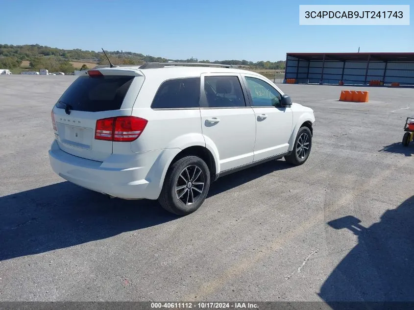 2018 Dodge Journey Se VIN: 3C4PDCAB9JT241743 Lot: 40611112