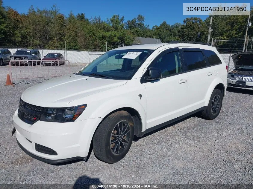 2018 Dodge Journey Se VIN: 3C4PDCAB3JT241950 Lot: 40614190