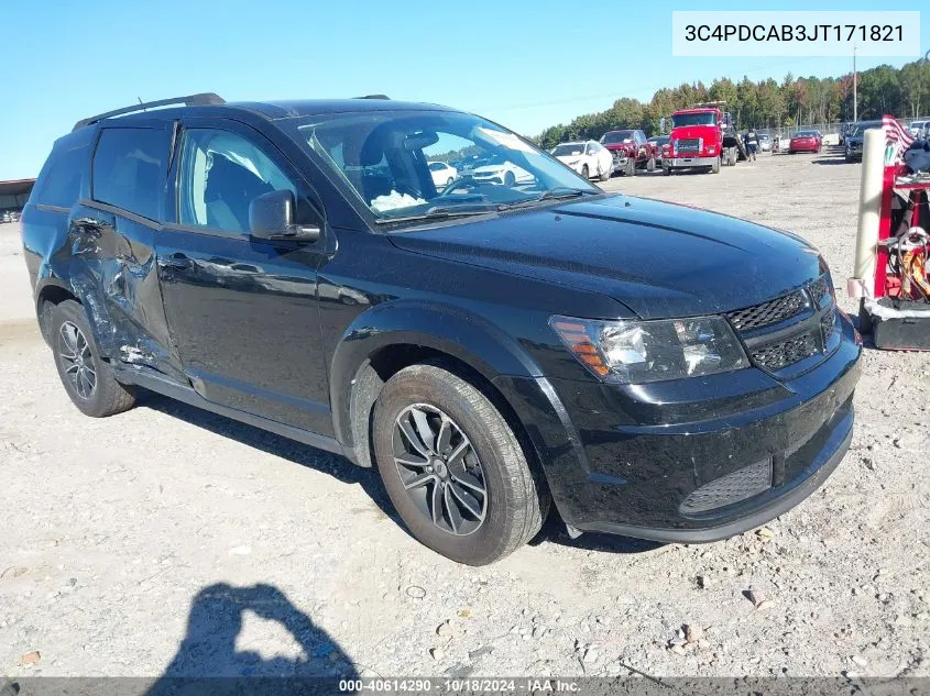 2018 Dodge Journey Se VIN: 3C4PDCAB3JT171821 Lot: 40614290