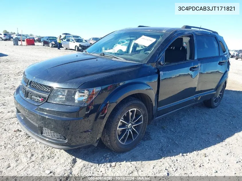 2018 Dodge Journey Se VIN: 3C4PDCAB3JT171821 Lot: 40614290