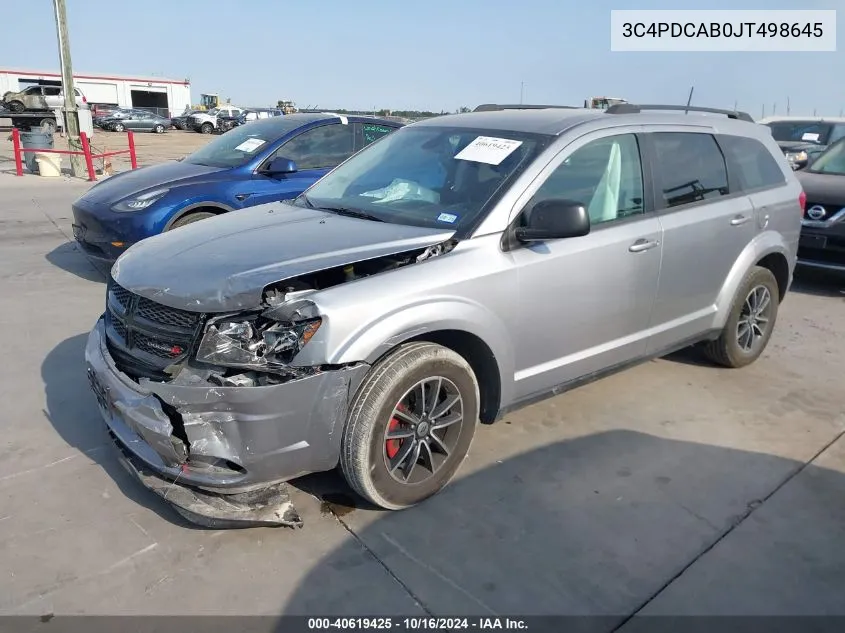 2018 Dodge Journey Se VIN: 3C4PDCAB0JT498645 Lot: 40619425