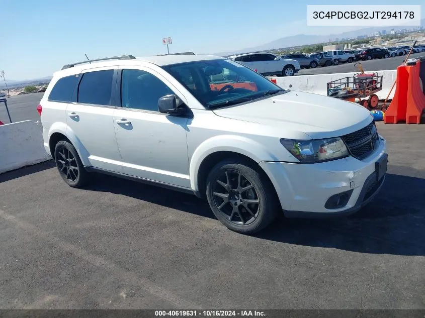 2018 Dodge Journey Sxt VIN: 3C4PDCBG2JT294178 Lot: 40619631