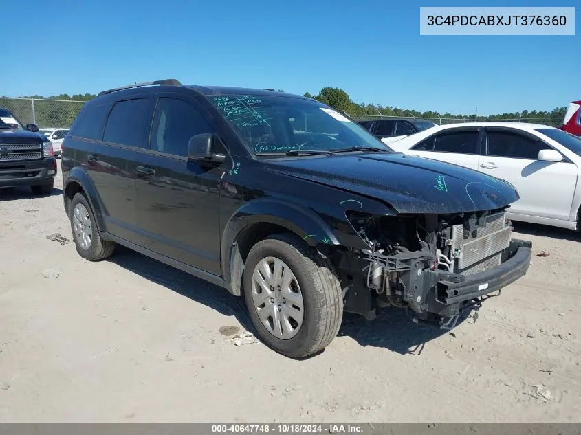 2018 Dodge Journey Se VIN: 3C4PDCABXJT376360 Lot: 40647748