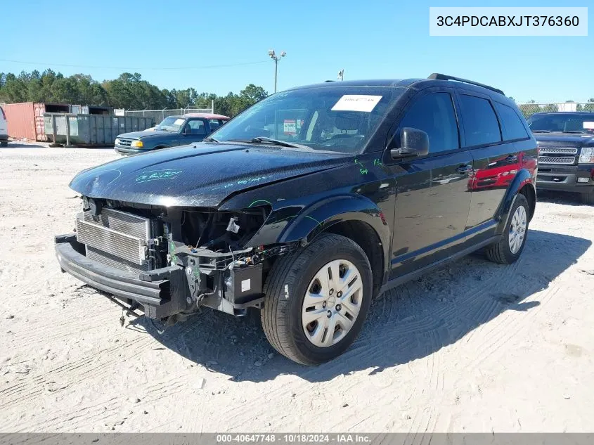 2018 Dodge Journey Se VIN: 3C4PDCABXJT376360 Lot: 40647748