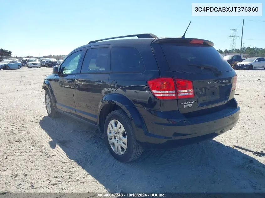 2018 Dodge Journey Se VIN: 3C4PDCABXJT376360 Lot: 40647748