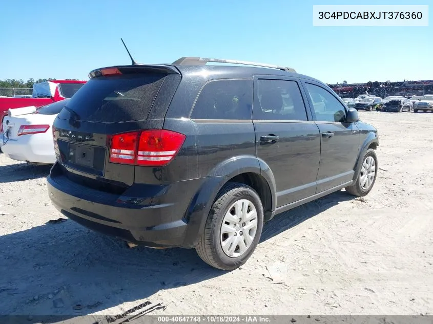 2018 Dodge Journey Se VIN: 3C4PDCABXJT376360 Lot: 40647748