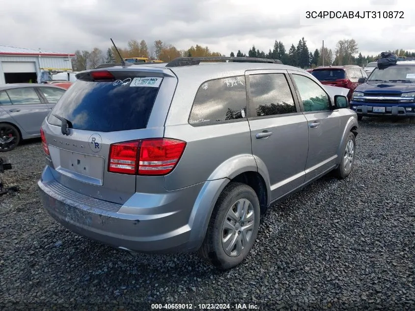 2018 Dodge Journey Se VIN: 3C4PDCAB4JT310872 Lot: 40659012