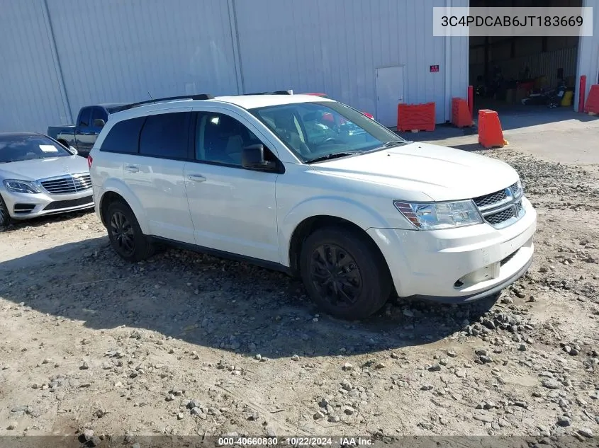 2018 Dodge Journey Se VIN: 3C4PDCAB6JT183669 Lot: 40660830