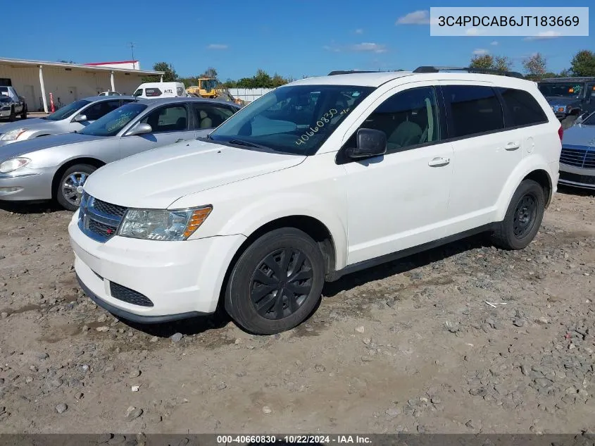 2018 Dodge Journey Se VIN: 3C4PDCAB6JT183669 Lot: 40660830