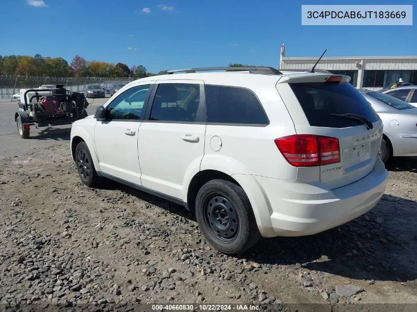 2018 Dodge Journey Se VIN: 3C4PDCAB6JT183669 Lot: 40660830