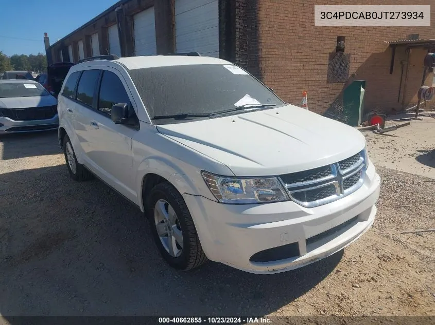 2018 Dodge Journey Se VIN: 3C4PDCAB0JT273934 Lot: 40662855