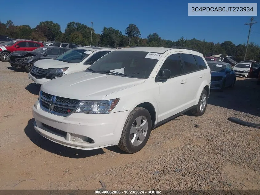 2018 Dodge Journey Se VIN: 3C4PDCAB0JT273934 Lot: 40662855