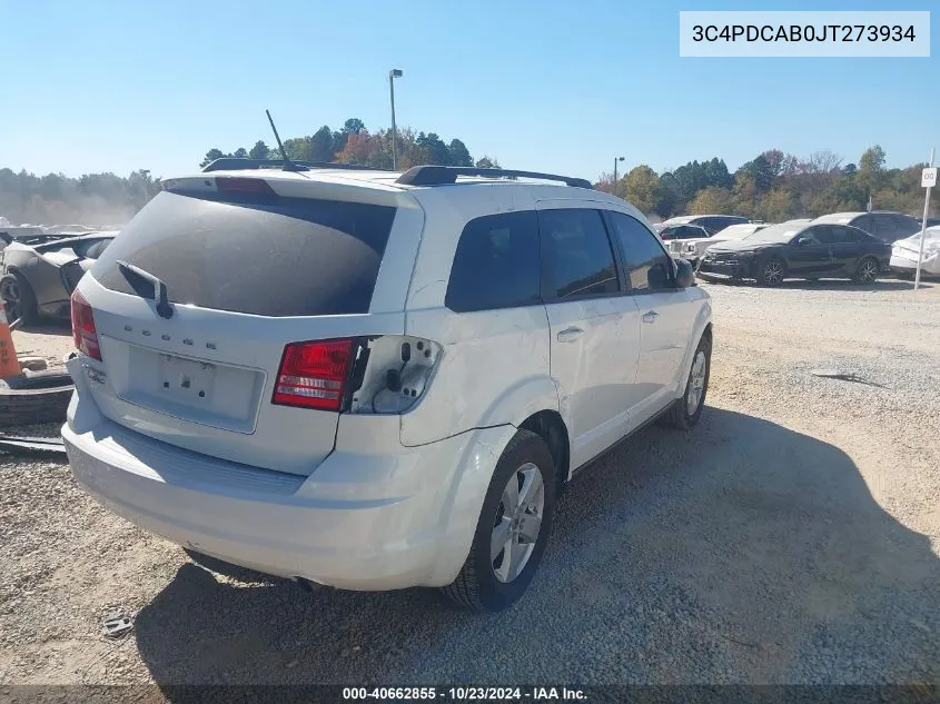 2018 Dodge Journey Se VIN: 3C4PDCAB0JT273934 Lot: 40662855