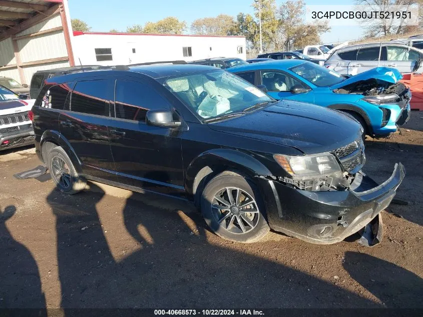 2018 Dodge Journey Sxt VIN: 3C4PDCBG0JT521951 Lot: 40668573