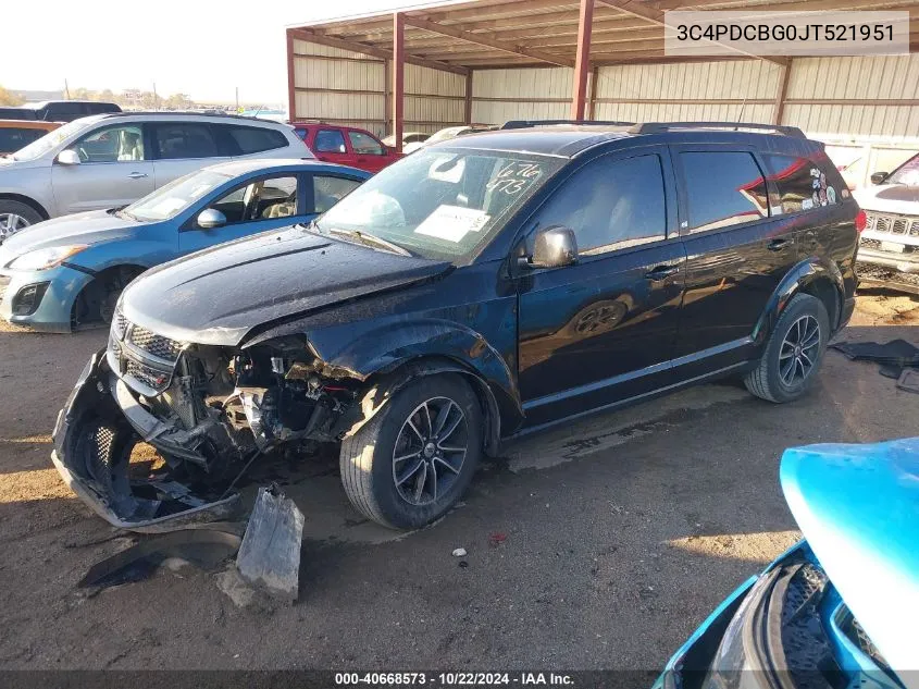 2018 Dodge Journey Sxt VIN: 3C4PDCBG0JT521951 Lot: 40668573