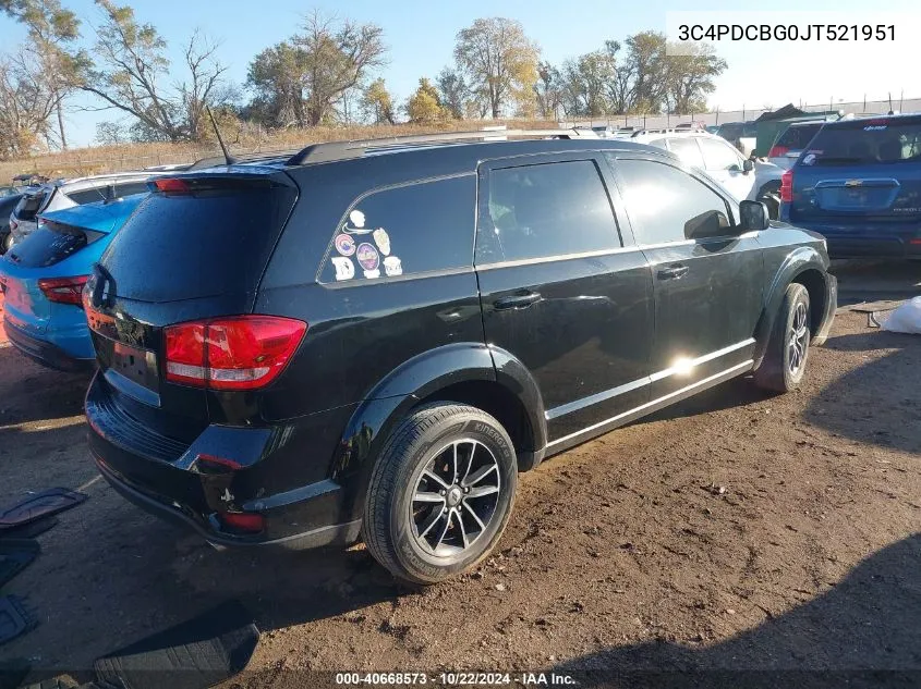 2018 Dodge Journey Sxt VIN: 3C4PDCBG0JT521951 Lot: 40668573