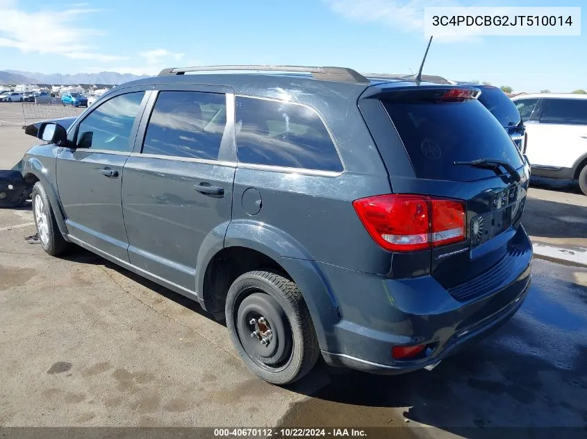 2018 Dodge Journey Sxt VIN: 3C4PDCBG2JT510014 Lot: 40670112