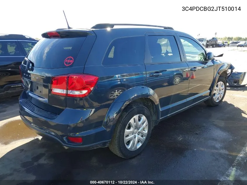 2018 Dodge Journey Sxt VIN: 3C4PDCBG2JT510014 Lot: 40670112