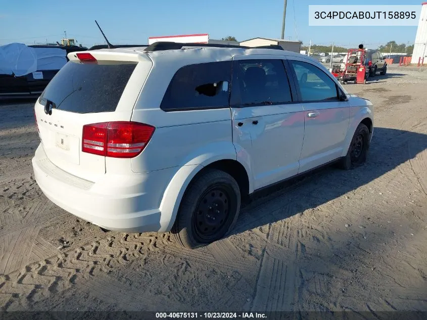 2018 Dodge Journey Se VIN: 3C4PDCAB0JT158895 Lot: 40675131