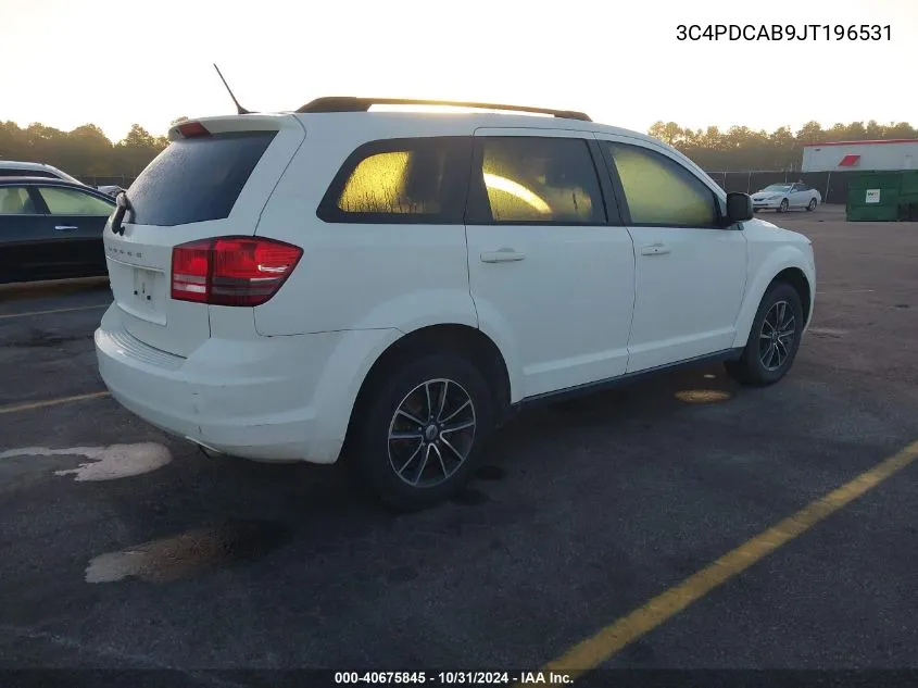 2018 Dodge Journey Se VIN: 3C4PDCAB9JT196531 Lot: 40675845