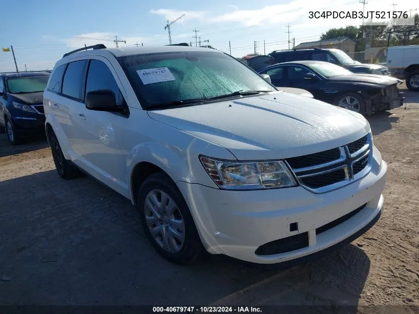 2018 Dodge Journey Se VIN: 3C4PDCAB3JT521576 Lot: 40679747