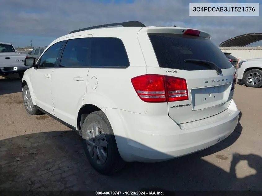 2018 Dodge Journey Se VIN: 3C4PDCAB3JT521576 Lot: 40679747