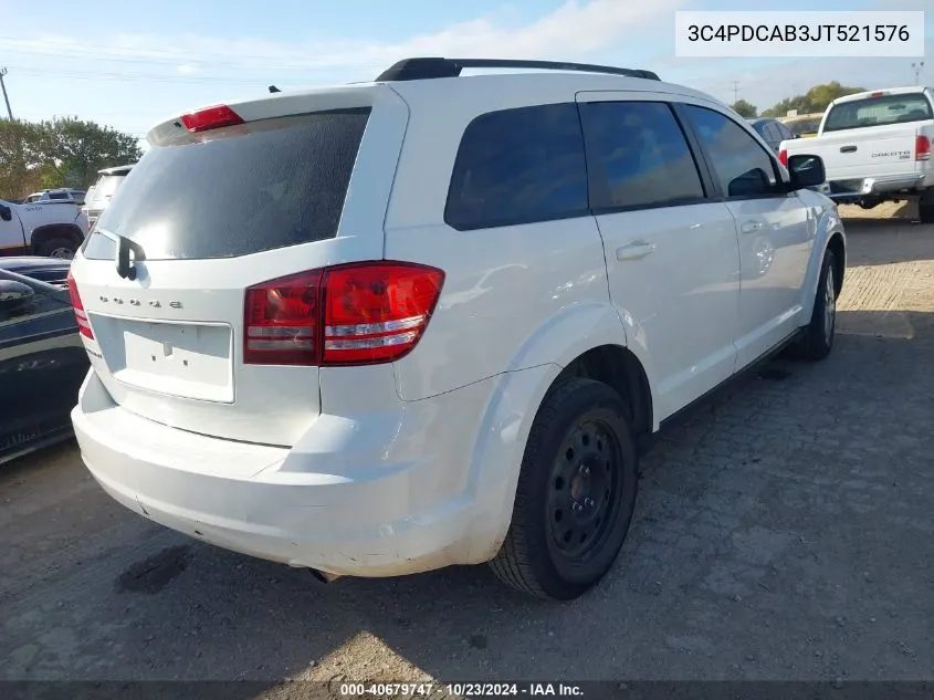 2018 Dodge Journey Se VIN: 3C4PDCAB3JT521576 Lot: 40679747