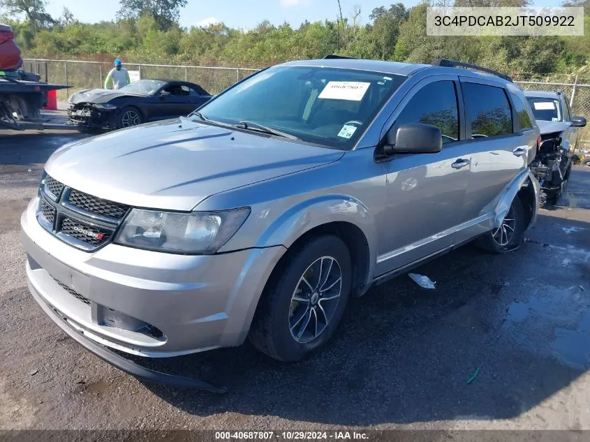 2018 Dodge Journey Se VIN: 3C4PDCAB2JT509922 Lot: 40687807