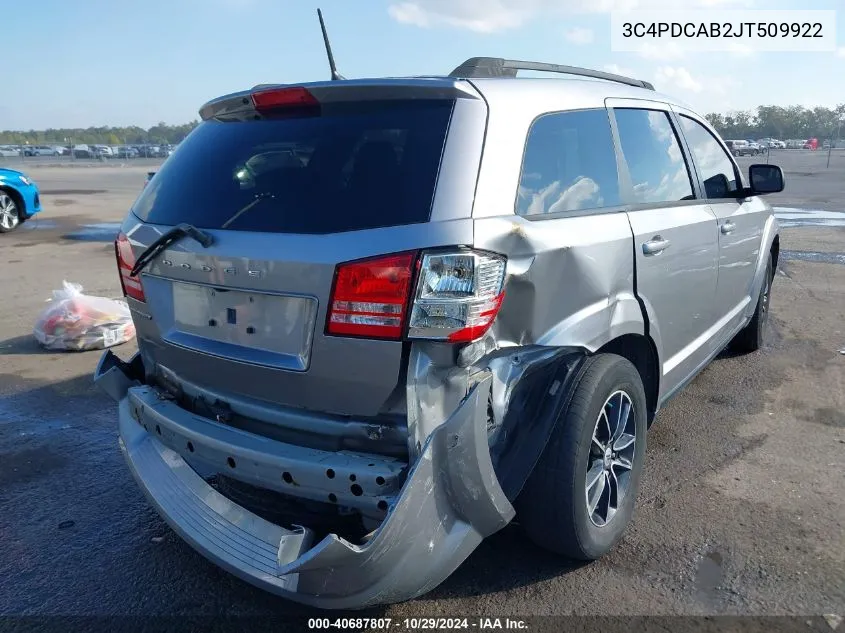 2018 Dodge Journey Se VIN: 3C4PDCAB2JT509922 Lot: 40687807