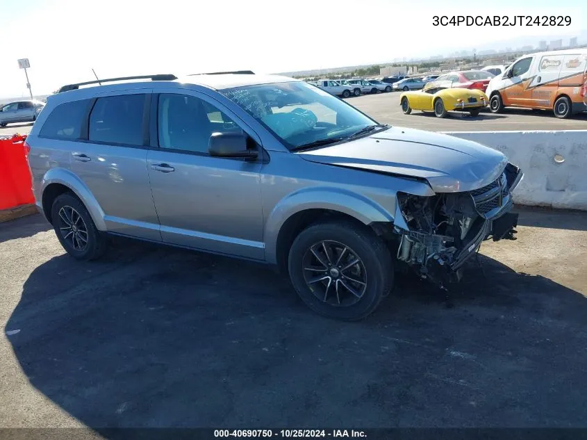 2018 Dodge Journey Se VIN: 3C4PDCAB2JT242829 Lot: 40690750